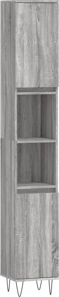 vidaXL szürke sonoma színű szerelt fa fürdőszobaszekrény 30x30x190 cm
