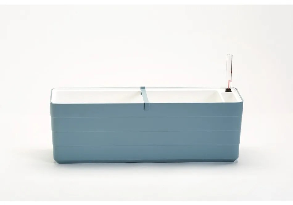Plastia Berberis 60 önöntöző virágláda, szürkés- kék + fehér, 60 cm