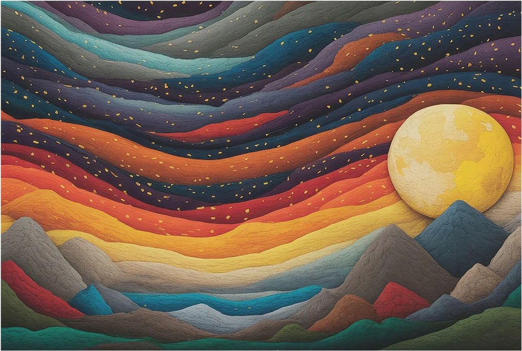 Flizelin tapéta Flizelin Fali Prémium Színes hegyek 104x70 Ragasztó