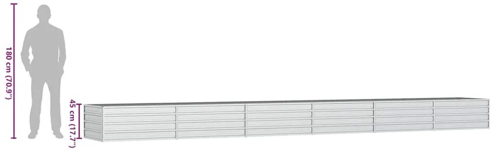 ezüstszínű horganyzott acél kerti magaságyás 600 x 80 x 45 cm