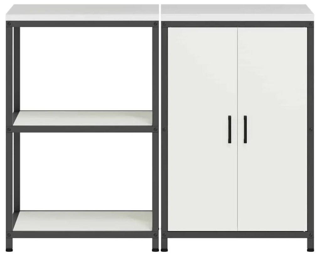 Konyhai Tároló Készlet polcokkal 2 pcs Fehér 120 x 50 x 92 cm