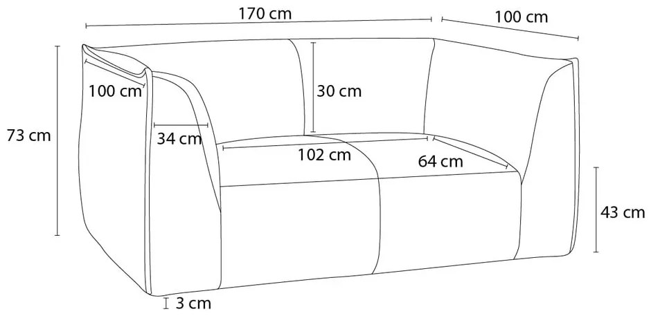 Világosszürke buklé kanapé 170 cm Giorgia – Bobochic Paris