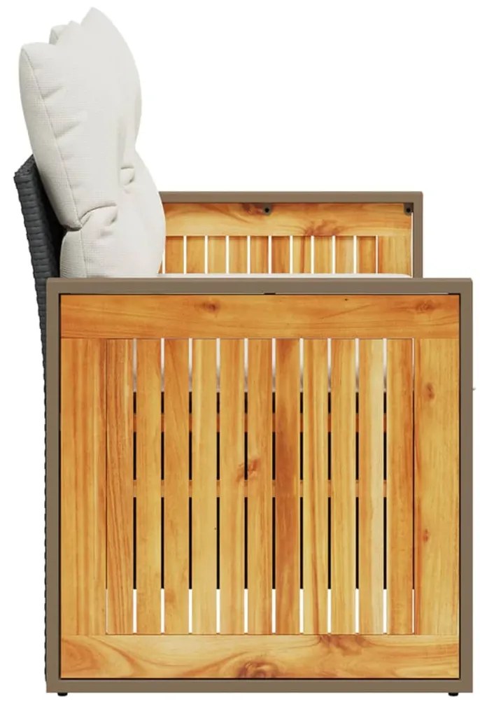 2 személyes fekete polyrattan kerti kanapé párnával