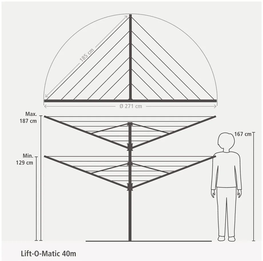Kerti ruhaszárító Lift-O-Matic 40m – Brabantia