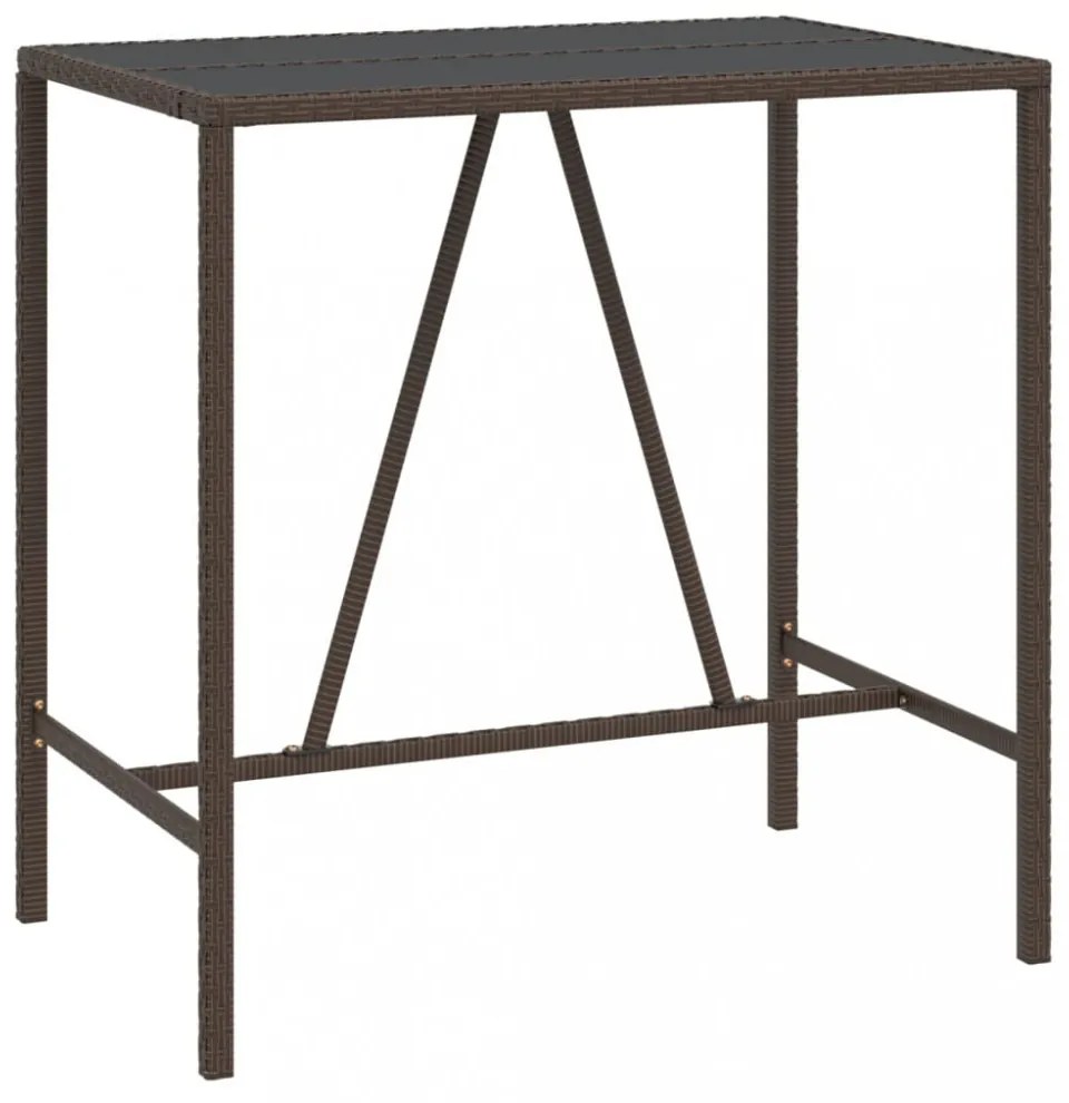 barna polyrattan üveglapos bárasztal 110 x 70 x 110 cm