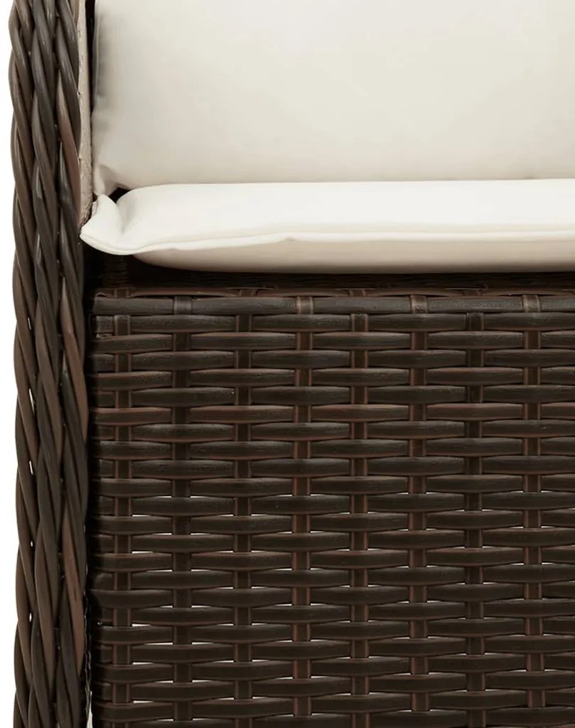 3 részes barna polyrattan kerti étkezőgarnitúra párnával