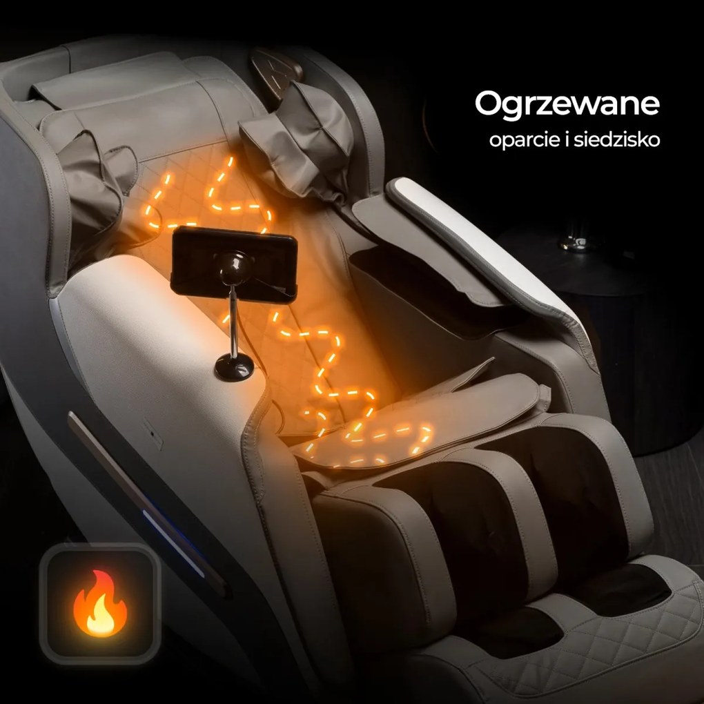 Fotel Masujący VX MAX Szary Ekoskóra Angielskie Menu