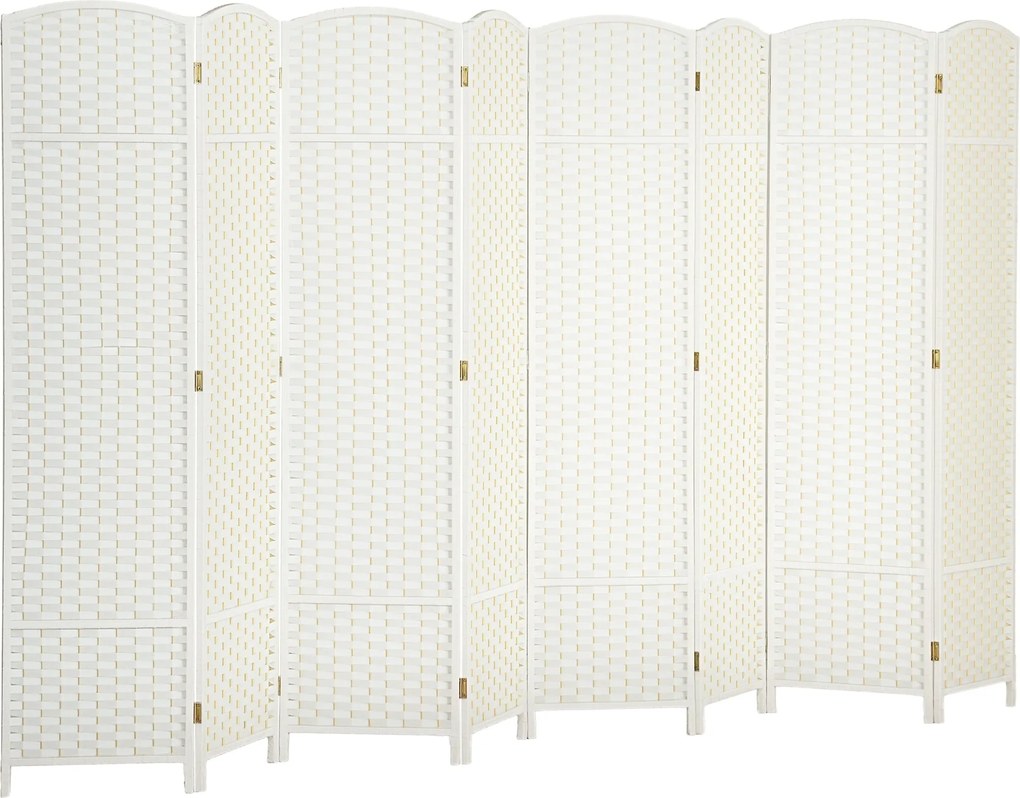 HOMCOM 8 paneles szobaelválasztó 320 x 170 cm – Összecsukható fenyő keretű paraván, fehér | Aosom