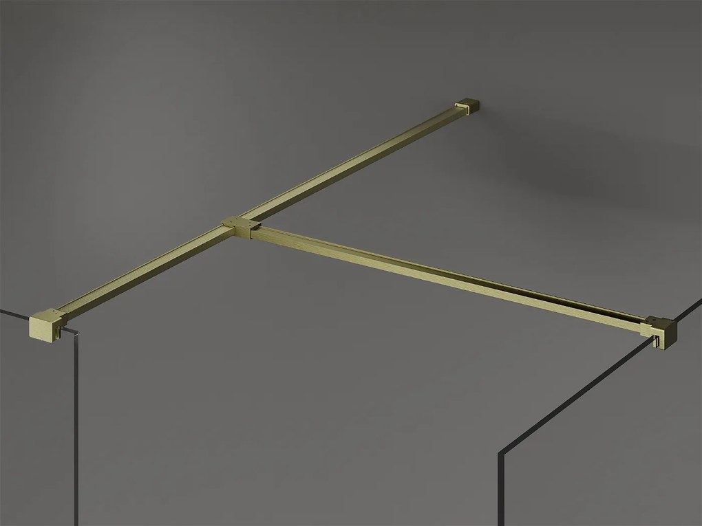 Mexen Kioto, 2 falas Walk-In zuhany paraván 160 x 90 cm, 8 mm átlátszó üveg, arany matt profil, 800-160-202-55-00-090