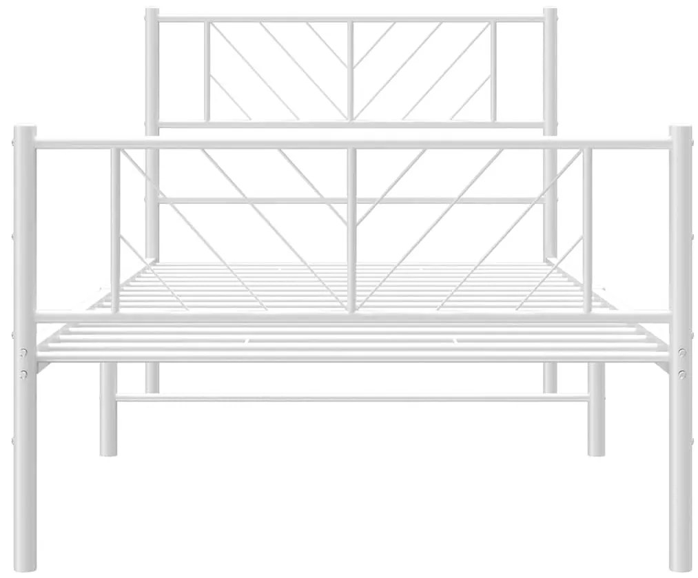 fehér fém ágykeret fej- és lábtámlával 100x200 cm