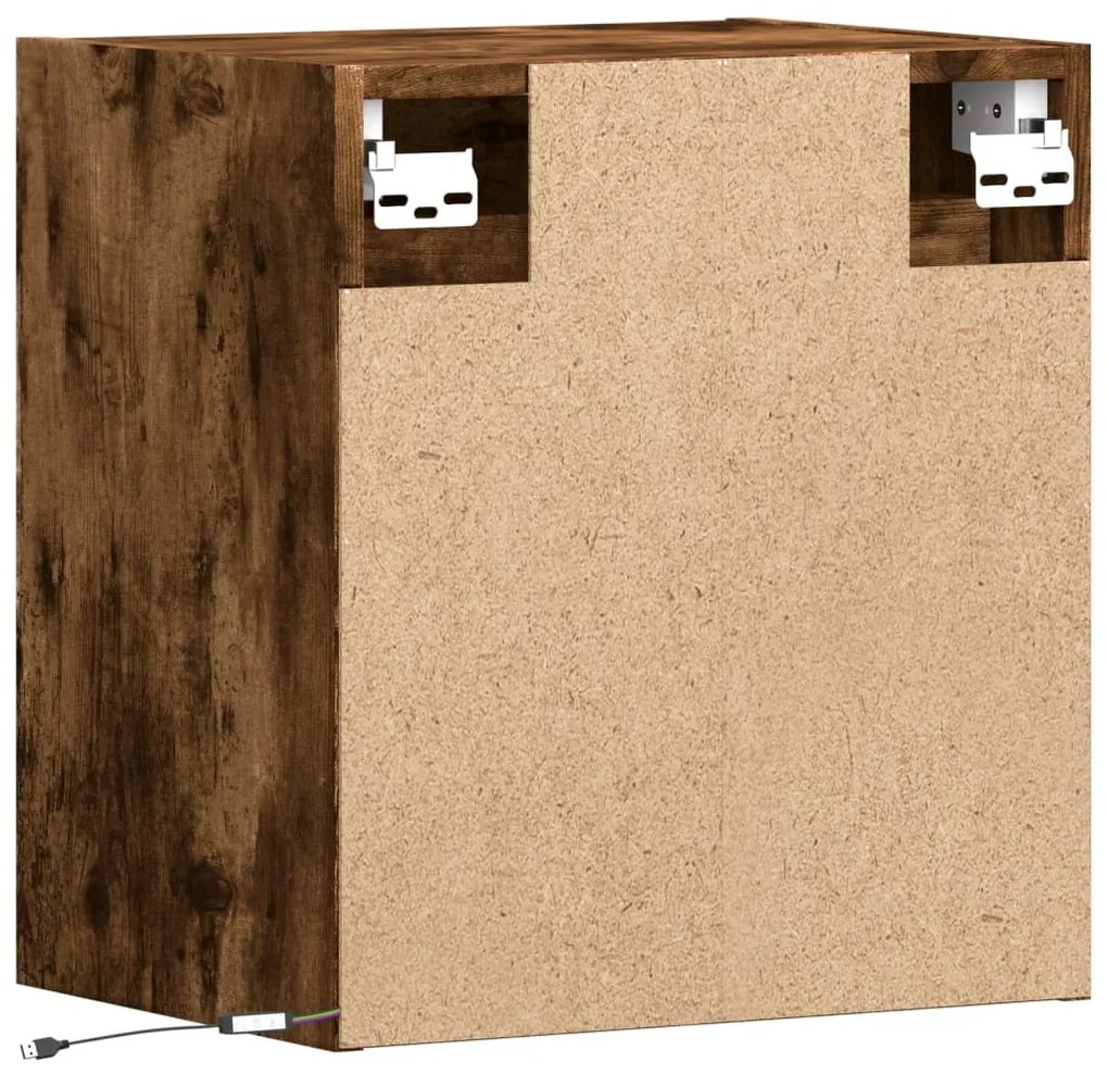 füstös tölgy színű fali TV-szekrény LED-ekkel 41x31x45 cm