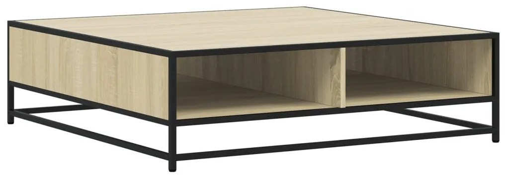 sonoma tölgy szerelt fa és fém dohányzóasztal 100 x 100 x 30 cm