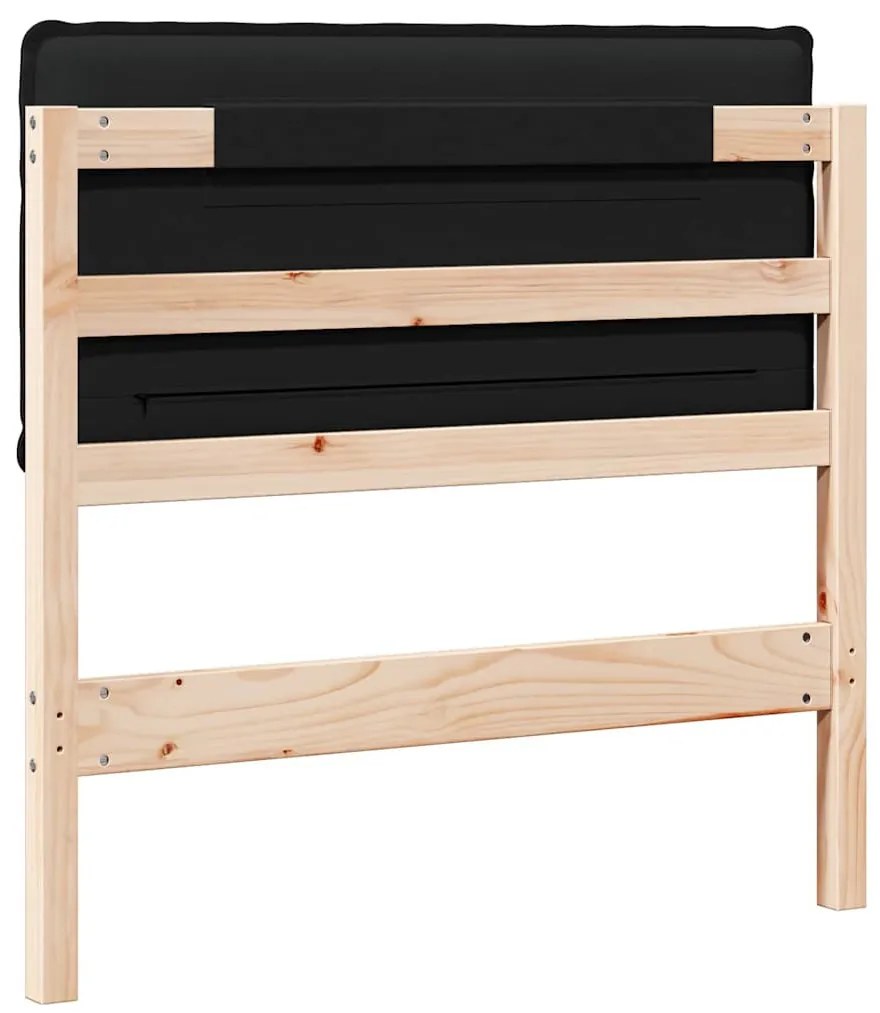 Kárpitozott fejtámla Természetes és fekete 100 cm Tömör fenyőfa