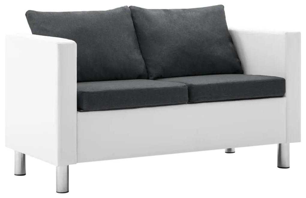vidaXL kétszemélyes fehér-sötétszürke műbőr kanapé