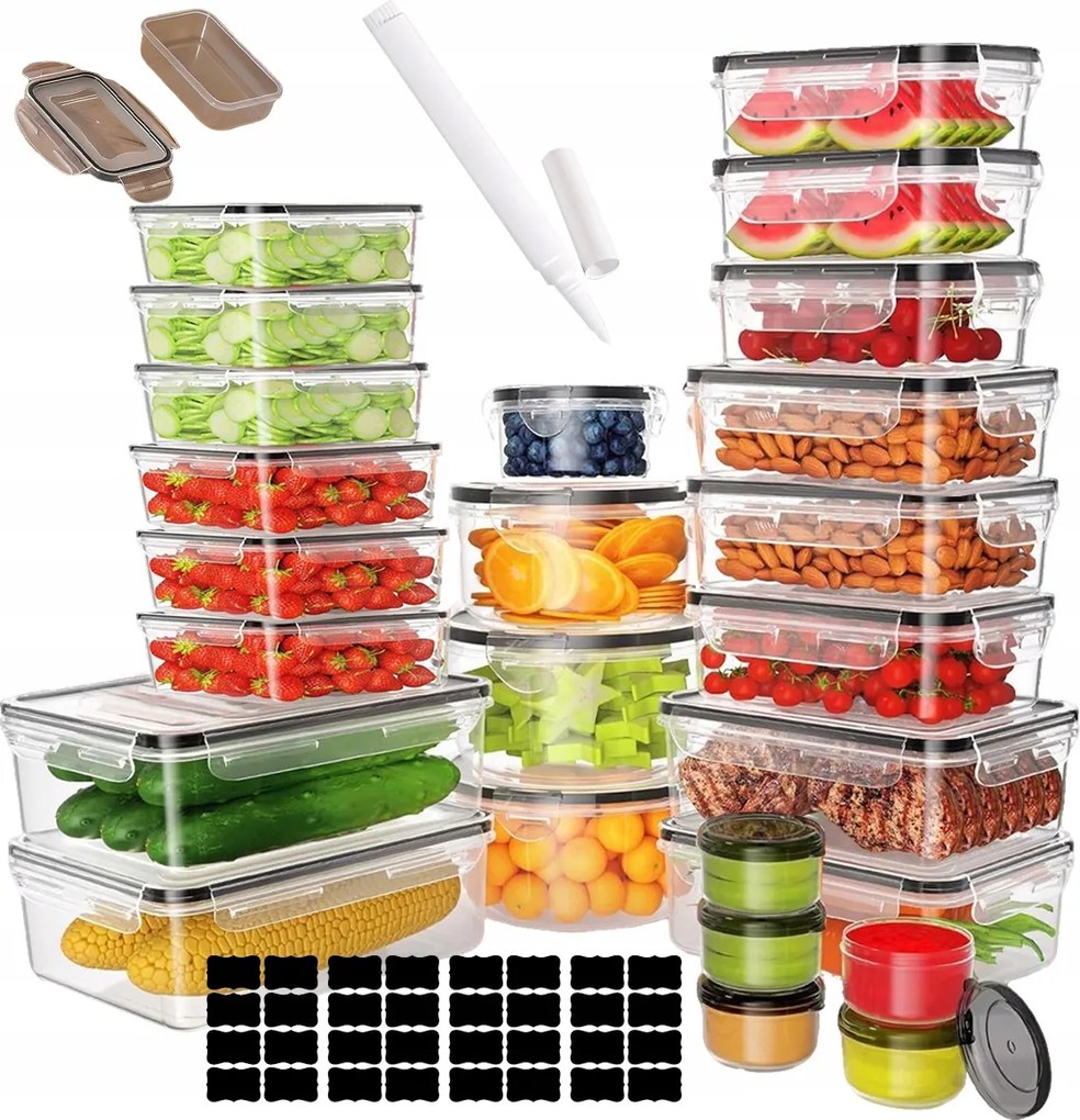 25x Ételtároló Doboz Fedéllel És Tömítéssel