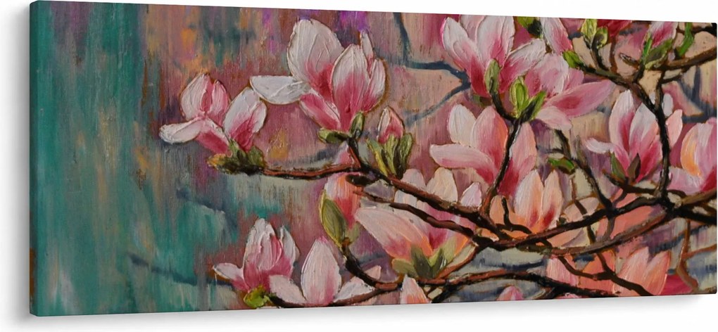 Kép - olajfestmény, virágzó Sakura (120x50 cm)