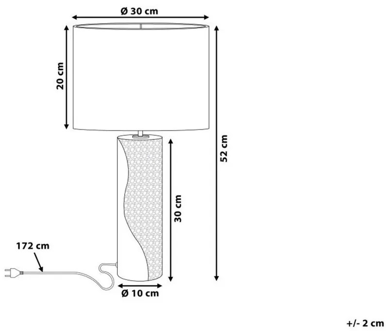 Fehér és ezüst porcelán asztali lámpa 52 cm AIKEN Beliani