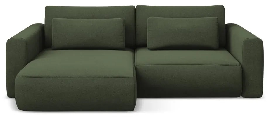 Khaki kinyitható-tárolóhelyes sarokkanapé (bal oldali-heverő résszel) Kapua – Makamii