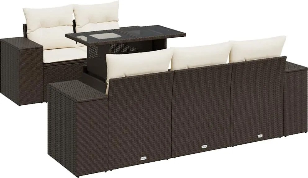 vidaXL 6 részes barna polyrattan kerti ülőgarnitúra párnával