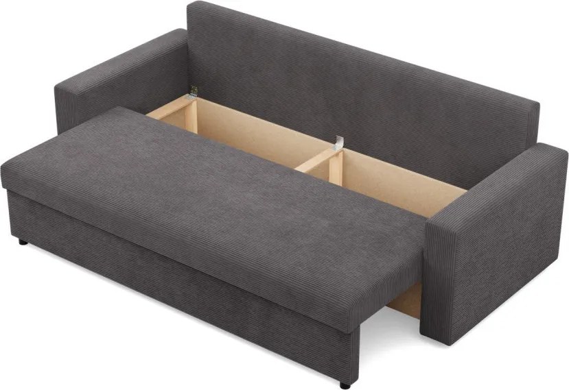 Zeus kanapéágy, kordbársony, hab töltet, egyenes kartámasz, szürke