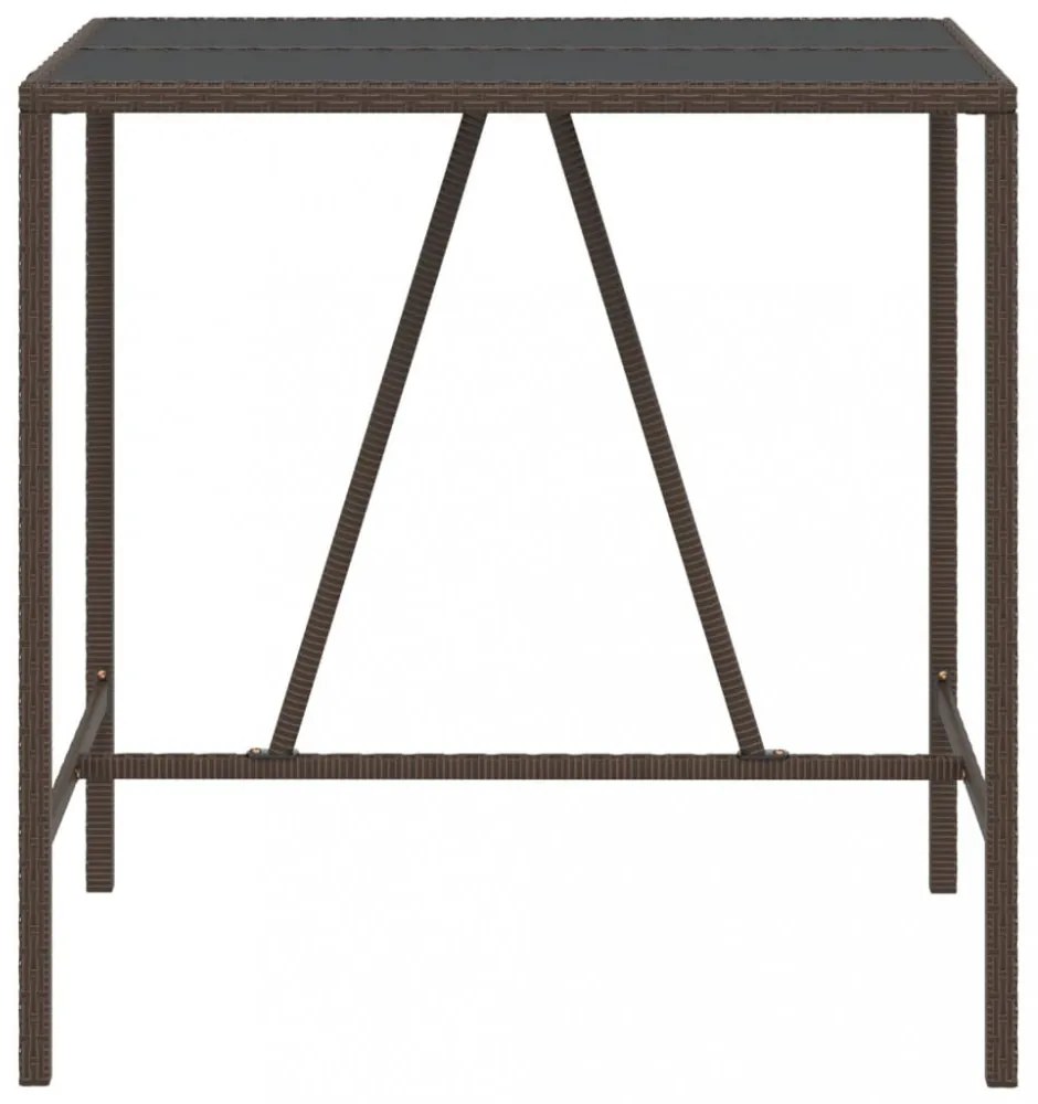 barna polyrattan üveglapos bárasztal 110 x 70 x 110 cm