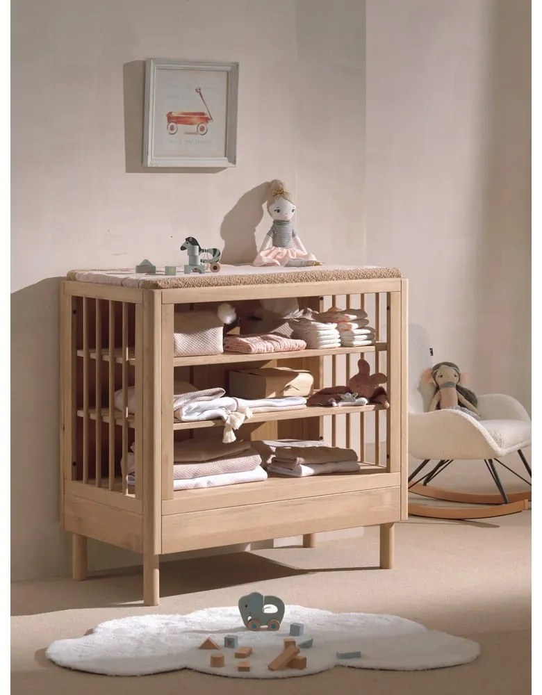 Natúr színű tölgyfa gyerek komód pelenkázó feltéttel 100x95x55 cm Forrest – Vipack