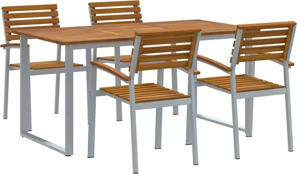 vidaXL Kert étkező szett 5 pcs Szürke Tömör Akácfa