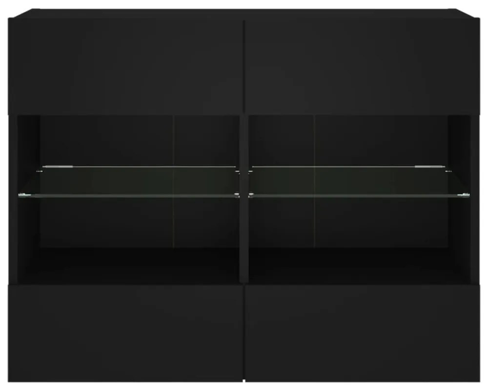 fekete fali TV-szekrény LED-világítással 78,5x30x60,5 cm