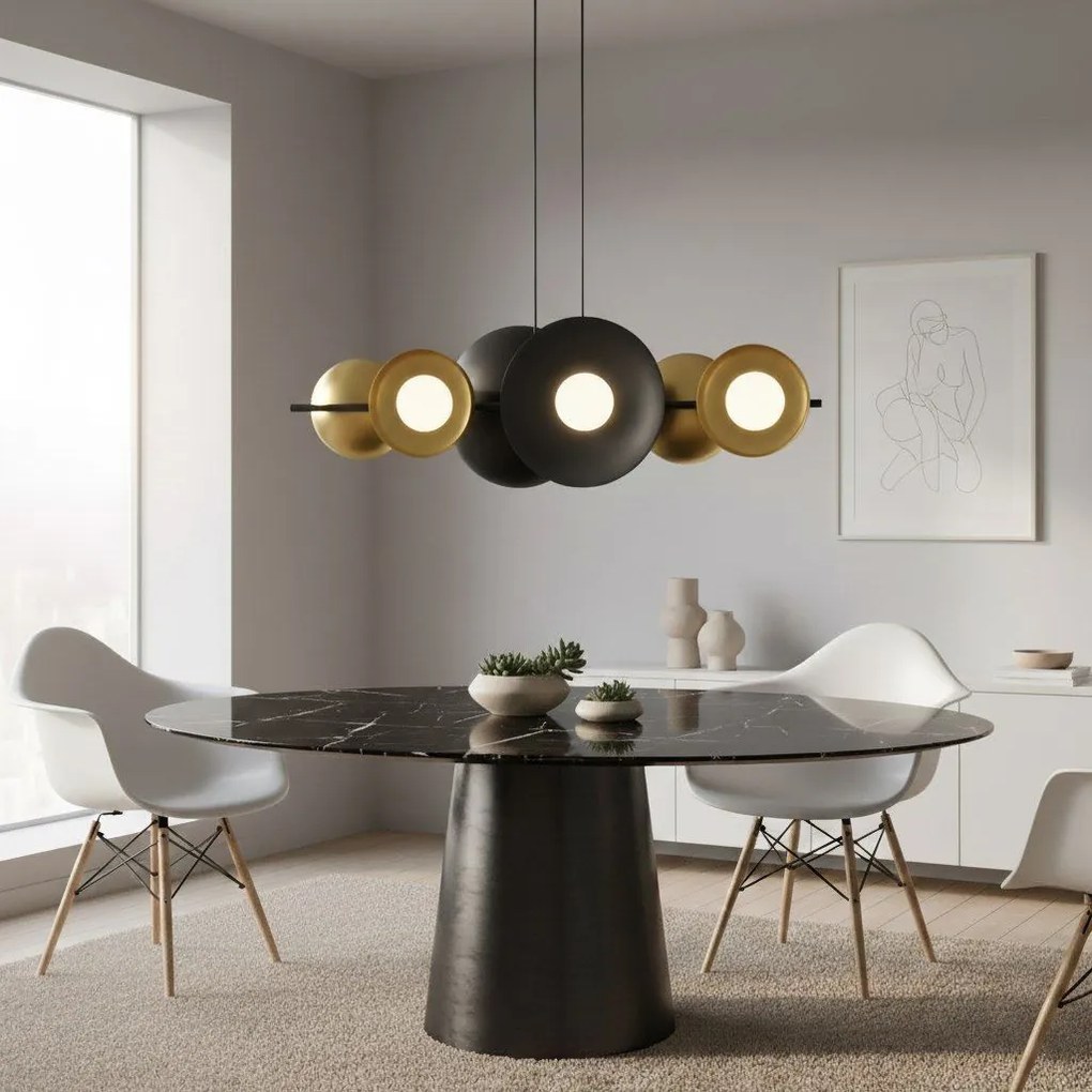 Emibig modern függeszték volum fehér fekete arany emi1483/6