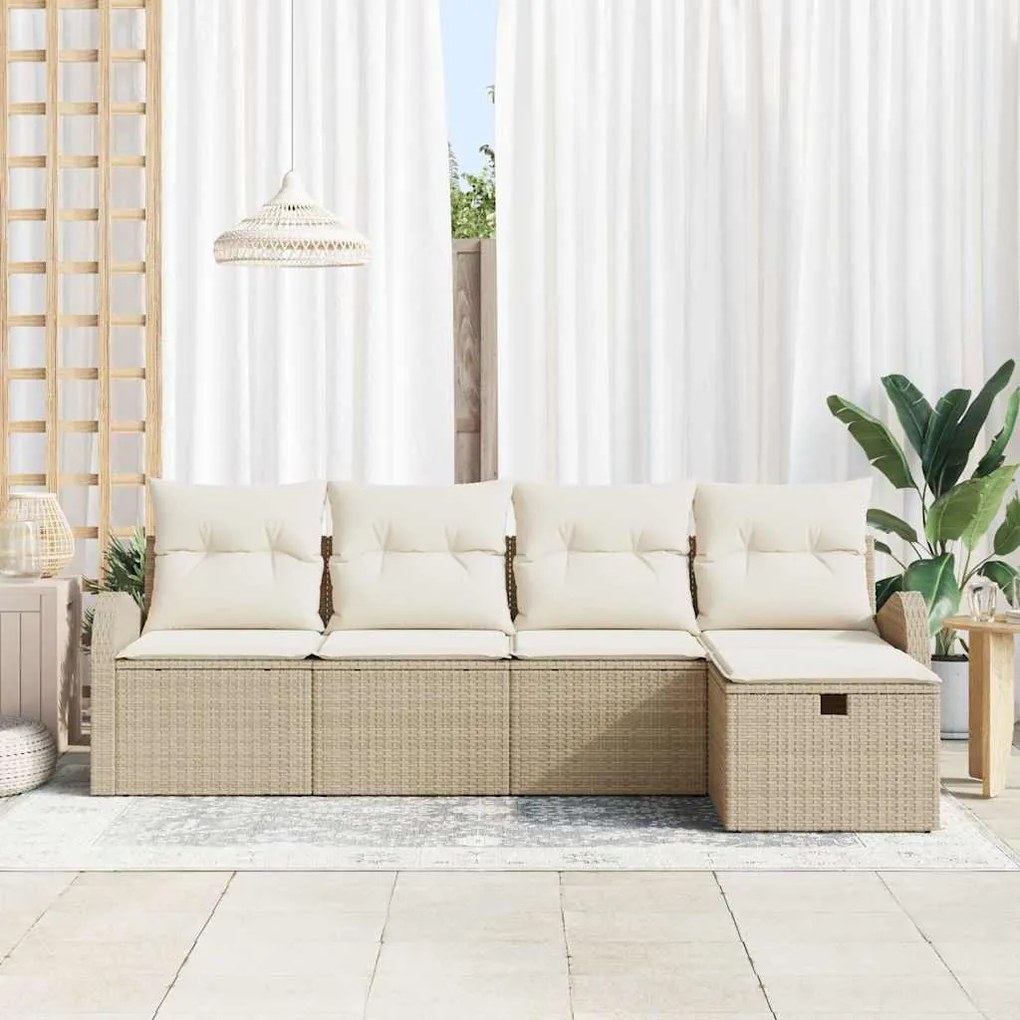 Kerti Kanapé Szett 5 pcs bézs és krémszínű 234 x 117 x 85 cm