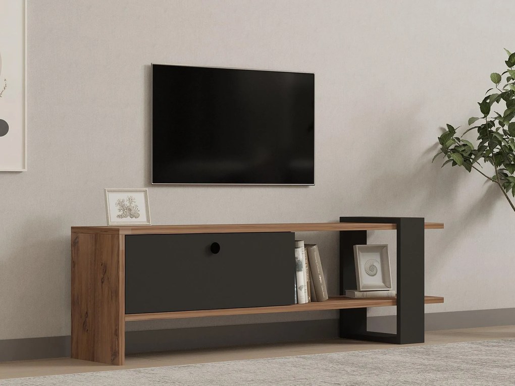 TV asztal/szekrény Dutudo (tölgy + antracit) . Akció -24%. 1095104