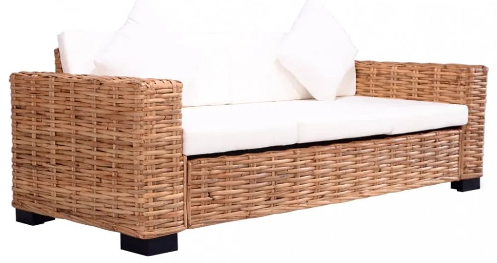 3-személyes természetes rattan kerti kanapé