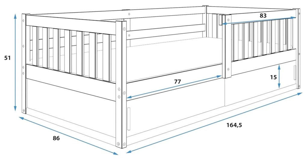 SMART gyerekágy 80x160 cm Fehèr - Fehèr