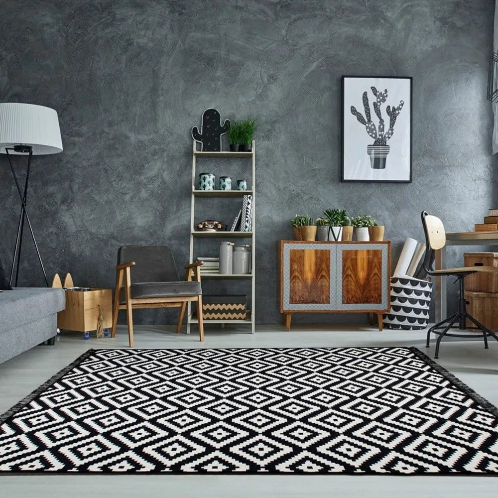 Helen fekete-fehér kétoldalas szőnyeg, 120 x 180 cm