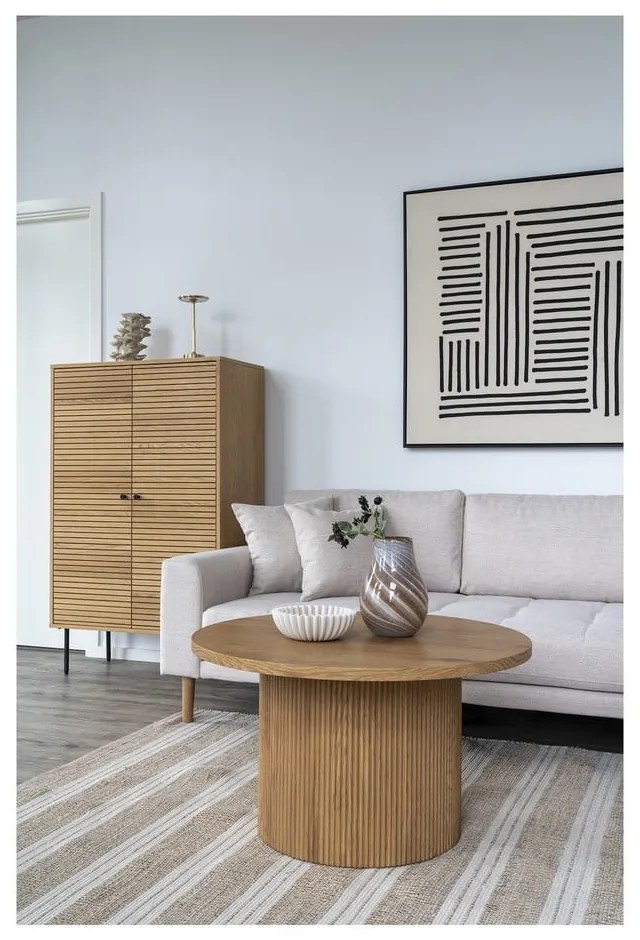 Natúr színű kerek dohányzóasztal nyárfa dekorral ø 80 cm Boavista – House Nordic