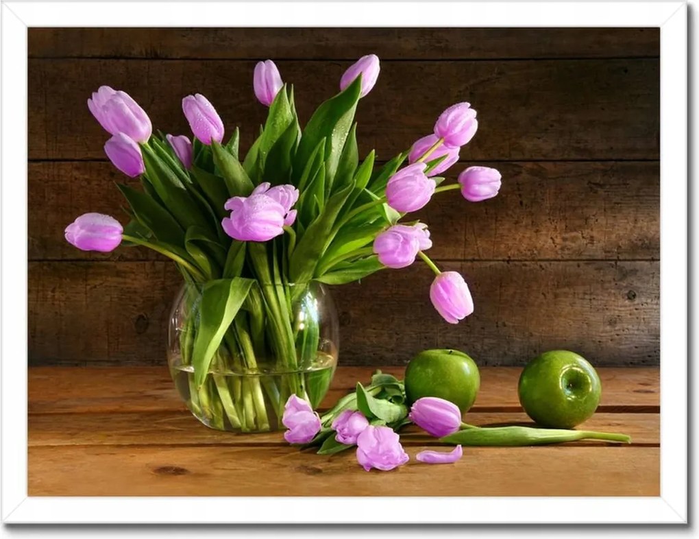 Poszterek keretben 40x30 Lila tulipánok