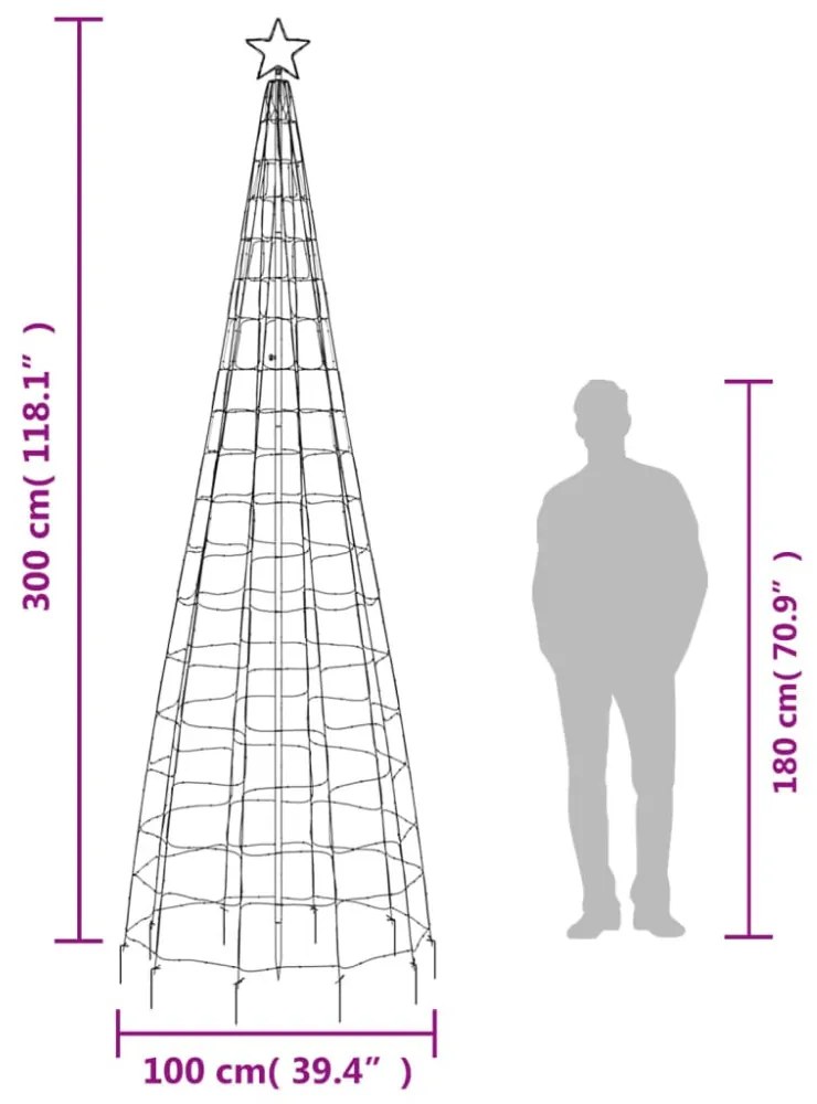 színes LED karácsonyfa tüskékkel 570 LED 300 cm