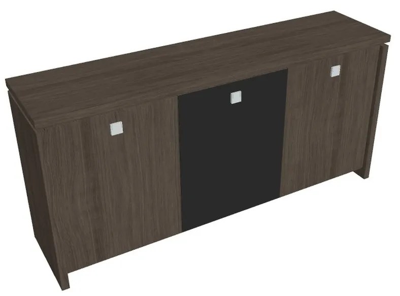 Verno alacsony szekrény 188 x 46 x 90 cm, kombinált ajtó, antracit tölgy / fekete