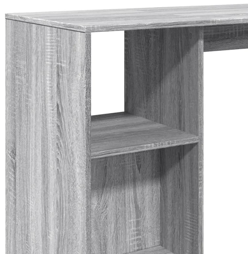 szürke sonoma szerelt fa bárasztal polccal 124 x 46 x 103,5 cm