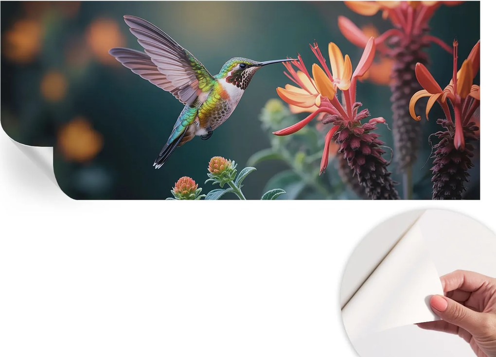 Öntapadós Stílusos Dekoratív Fotótapéta Kolibri virágok 250x104 cm