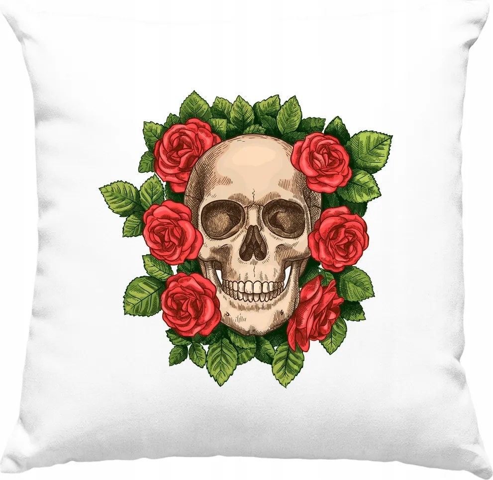 Koponya Párna Rózsákkal Art Fehér