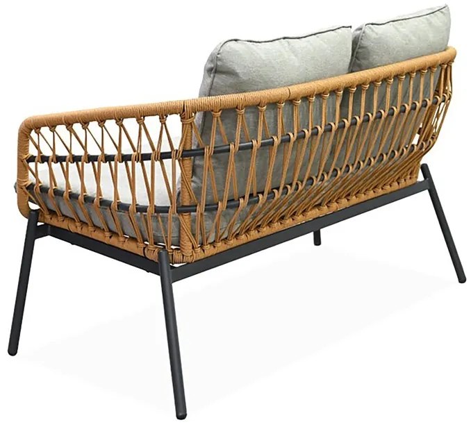 Kerti Ülőgarnitúra, Fém + Polyrattan, Barna. NAT