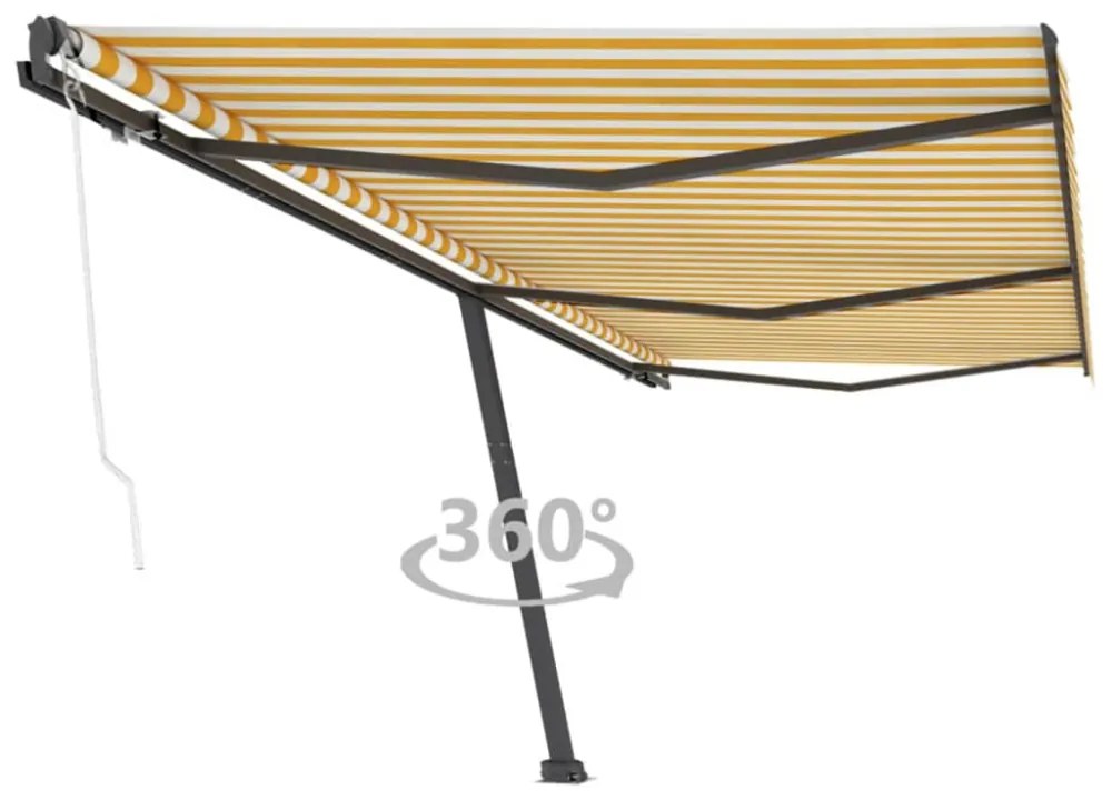 sárga-fehér automata póznás napellenző 600 x 300 cm
