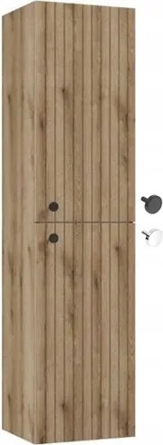 Fürdőszoba oszlop szekrény lamellák akasztós praktikus 140x35 cm tölgy