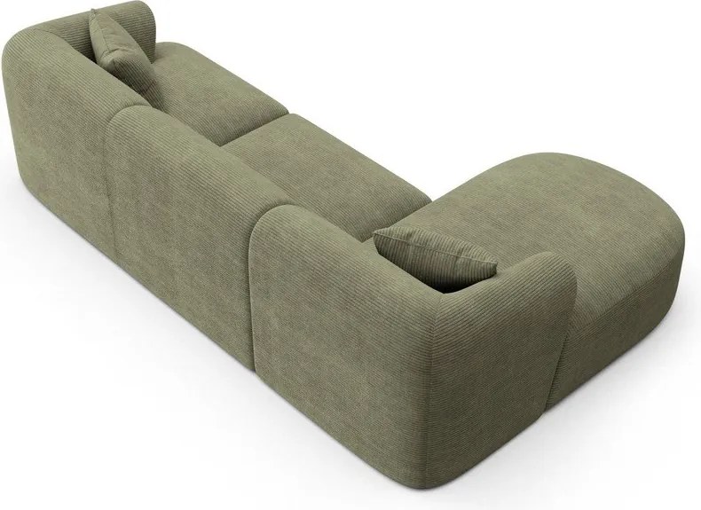 Zöld kordbársony sarokkanapé (bal oldali-heverő résszel) Campi – Cosmopolitan Design