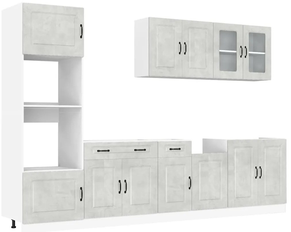 vidaXL 7 részes konyhai szekrény szett Kalmar betonszürke műszaki fa