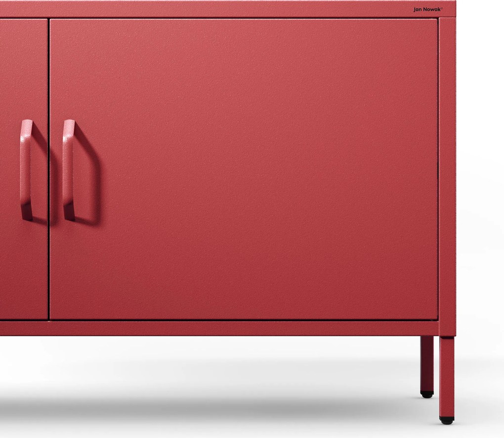 Fém TV-szekrény lábakkal, piros, 1150x595x400 mm: ROSA Modern