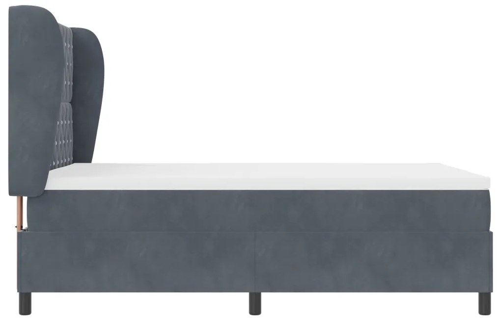 vidaXL Boxrugós ágy matracmal Sötétszürke 200 x 140 cm Poliészter