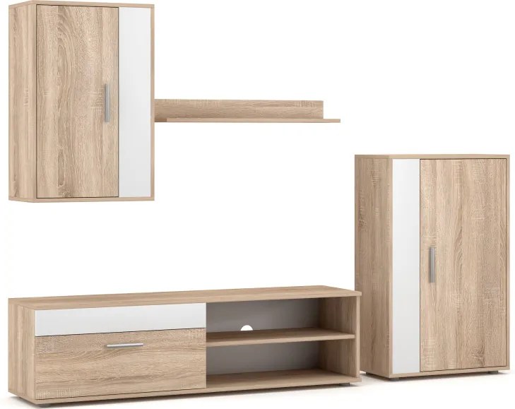 Nappali bútorfal Sonoma tölgy / fehér színkombinációban – BERNO