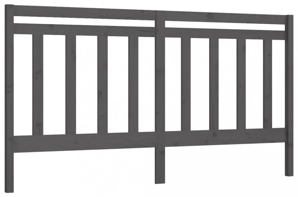 szürke tömör fenyőfa ágyfejtámla 186 x 4 x 100 cm